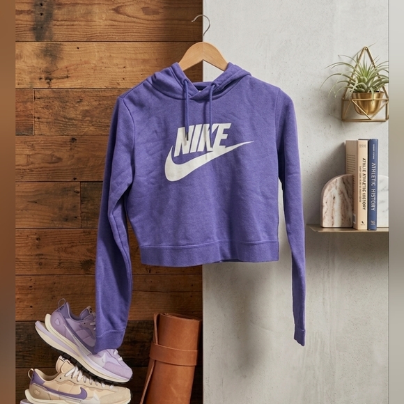 Nike Sweaters - Nike Lavender/Purple Cropped / Petite Pullover Hoodie with White Nike Symbol